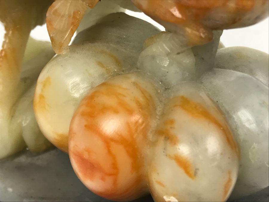 Vintage Asian Carved Stone Sculpture Of Rooster And Baby Chick 5W X 3D X 5H [Photo 11]