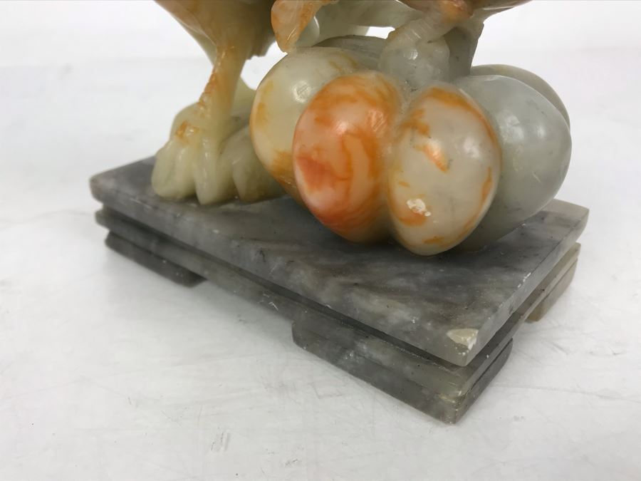 Vintage Asian Carved Stone Sculpture Of Rooster And Baby Chick 5W X 3D X 5H [Photo 13]
