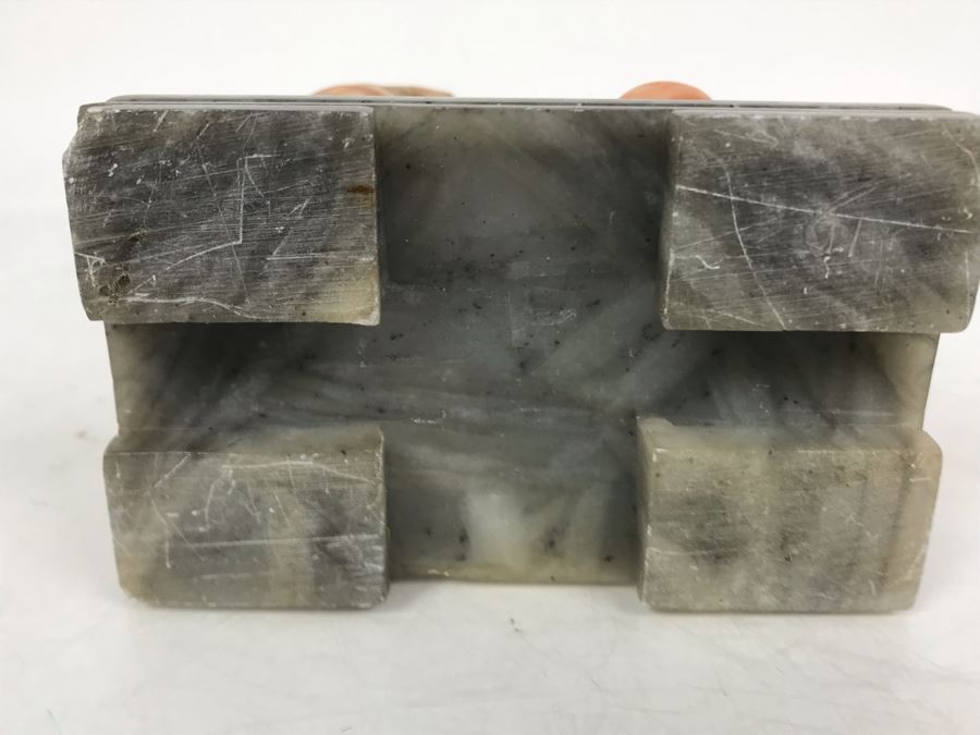 Vintage Asian Carved Stone Sculpture Of Rooster And Baby Chick 5W X 3D X 5H [Photo 14]