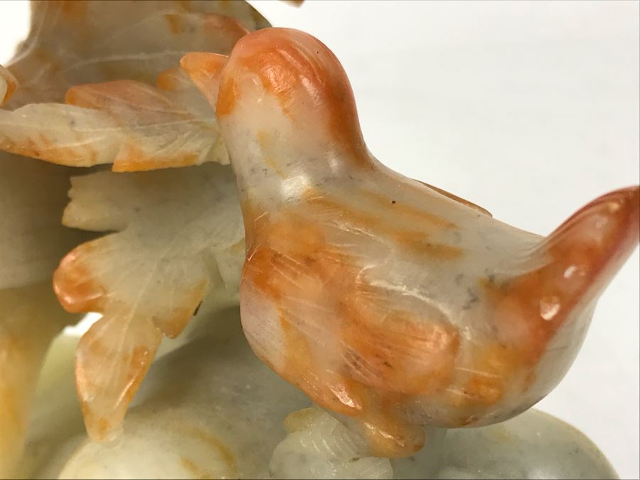 Vintage Asian Carved Stone Sculpture Of Rooster And Baby Chick 5W X 3D X 5H [Photo 10]