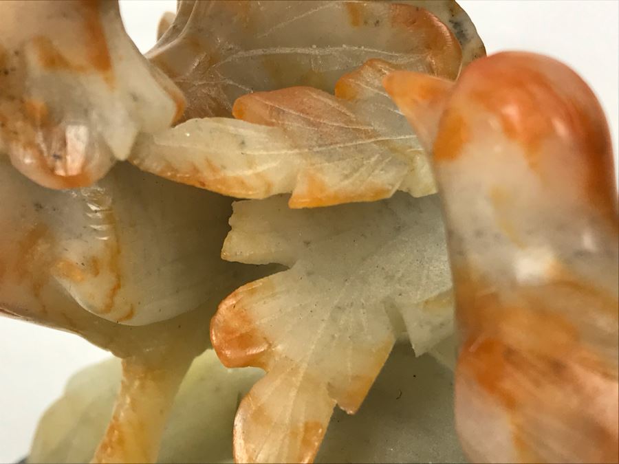 Vintage Asian Carved Stone Sculpture Of Rooster And Baby Chick 5W X 3D X 5H [Photo 9]