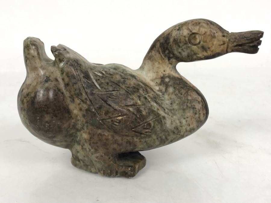 Vintage Carved Stone Duck 5W X 2.5D X 3H [Photo 1]