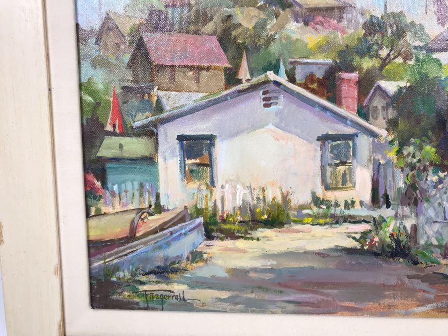 Original Signed Plein Air Oil Painting Of Laguna Titled 'Summer Road, Crystal Cove' By Marcy Fitzgerrell (1917-2003) (One Of First Woman Animators At Walt Disney Studios) 17 X 13 [Photo 5]