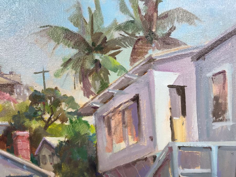 Original Signed Plein Air Oil Painting Of Laguna Titled 'Summer Road, Crystal Cove' By Marcy Fitzgerrell (1917-2003) (One Of First Woman Animators At Walt Disney Studios) 17 X 13 [Photo 11]
