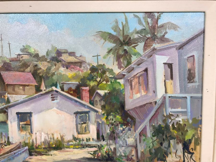 Original Signed Plein Air Oil Painting Of Laguna Titled 'Summer Road, Crystal Cove' By Marcy Fitzgerrell (1917-2003) (One Of First Woman Animators At Walt Disney Studios) 17 X 13 [Photo 7]