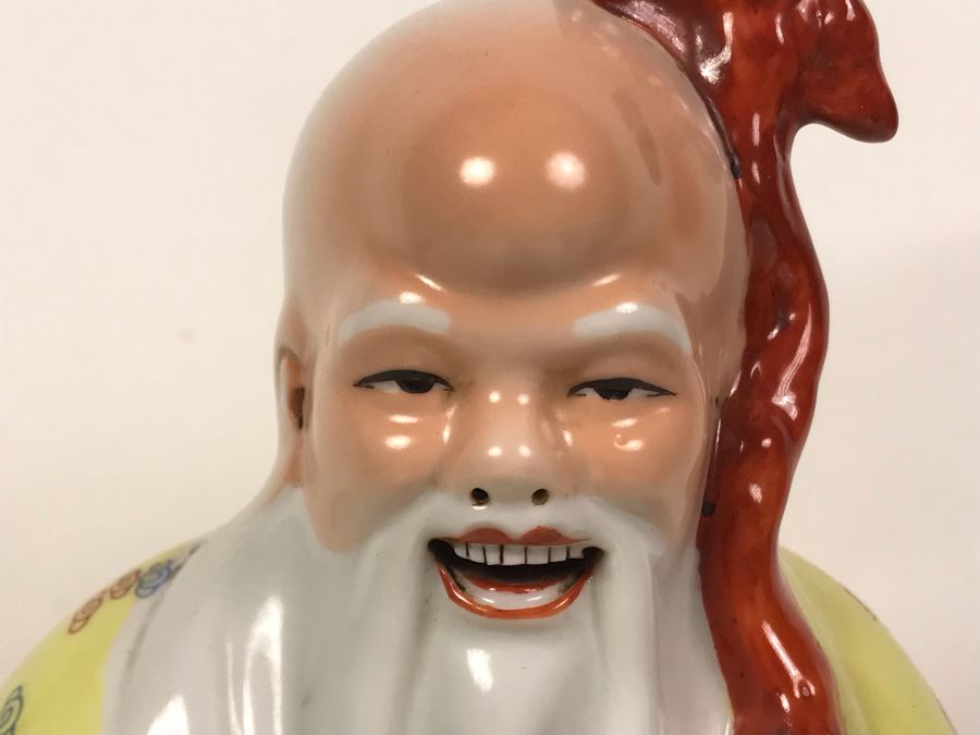Large Chinese Hand Painted Porcelain Elder Figure Shou Lao God Of Longevity 14.5H [Photo 5]
