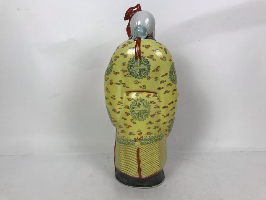 Large Chinese Hand Painted Porcelain Elder Figure Shou Lao God Of Longevity 14.5H [Photo 9]