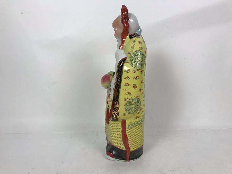 Large Chinese Hand Painted Porcelain Elder Figure Shou Lao God Of Longevity 14.5H [Photo 10]