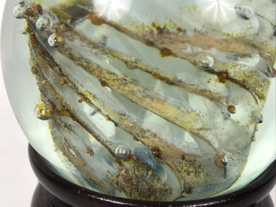 Art Glass Paperweight With Wooden Stand [Photo 6]