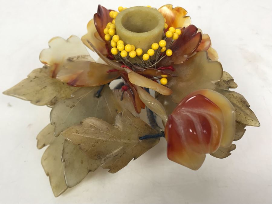 Carved Stone Floral Motif Candle Holder [Photo 5]