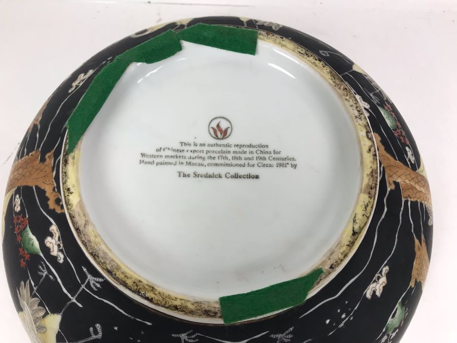 Large Chinese Bowl Authentic Reproduction Of Chinese Export Porcelain Hand Painted In Macau Commissioned For Circa 1981 By The Srednick Collection 16R X 7H [Photo 15]