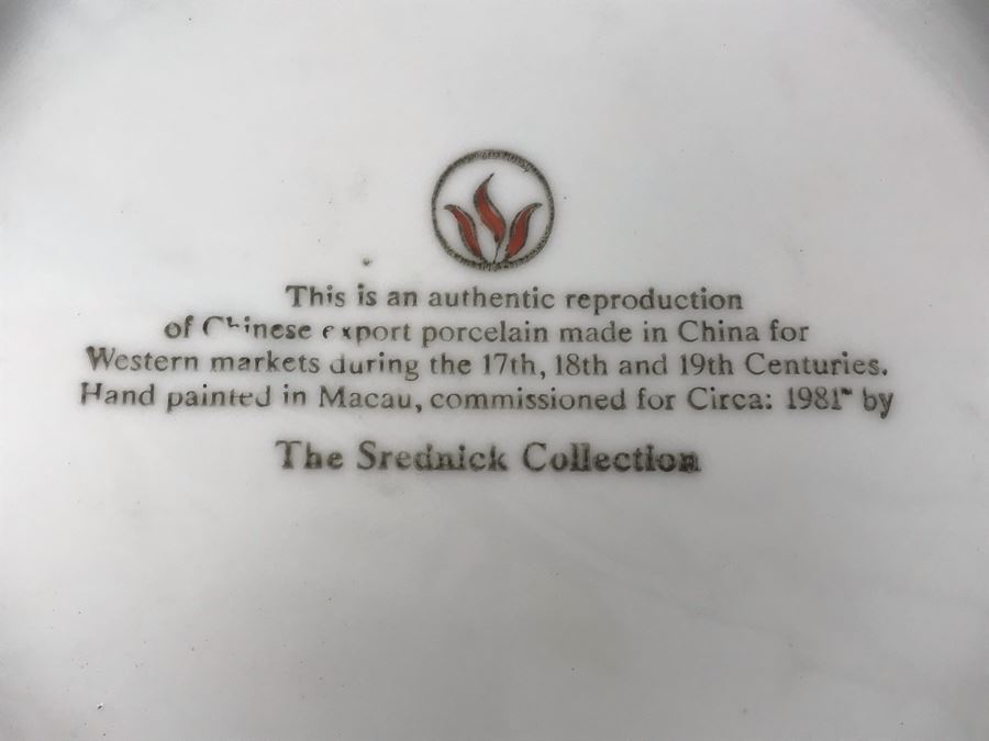 Large Chinese Bowl Authentic Reproduction Of Chinese Export Porcelain Hand Painted In Macau Commissioned For Circa 1981 By The Srednick Collection 16R X 7H [Photo 16]