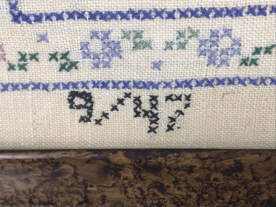 Vintage 1947 Needlepoint Sampler Home Is Where The Heart Is 15 X 18 [Photo 4]