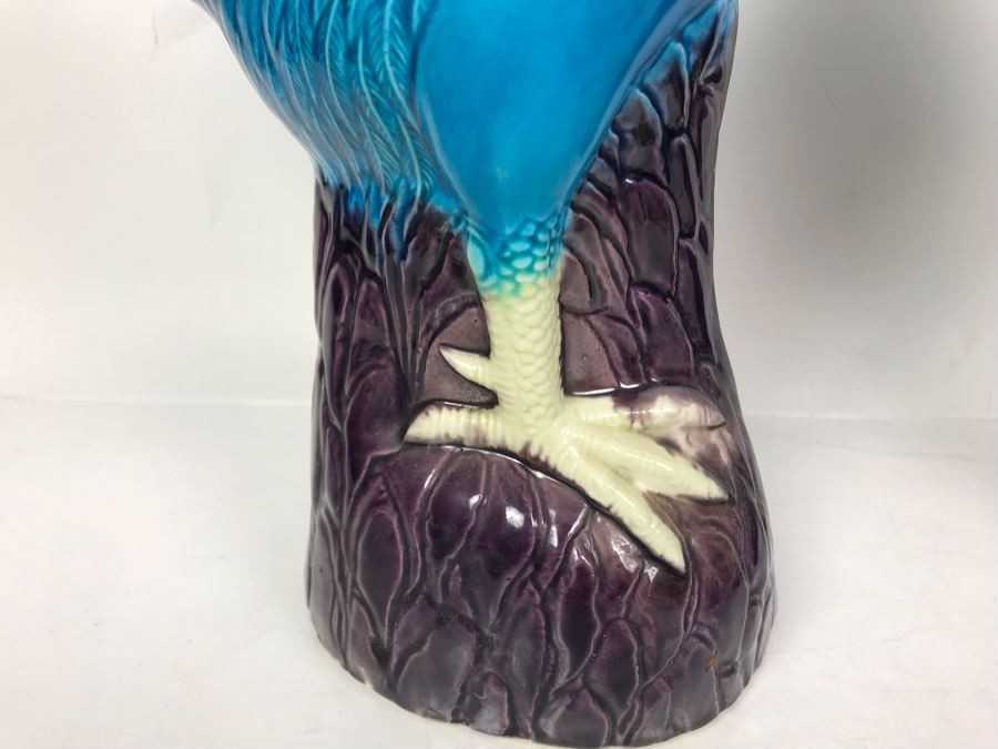 Pair Of Majolica Pottery Roster Figures 16H (One Has Slight Chip In Beak) [Photo 5]