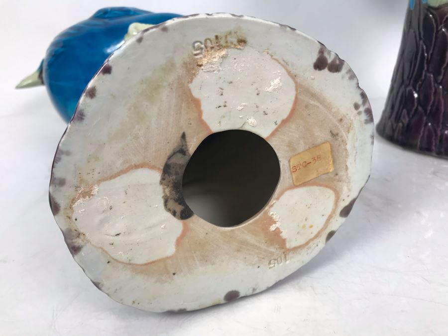 Pair Of Majolica Pottery Roster Figures 16H (One Has Slight Chip In Beak) [Photo 9]