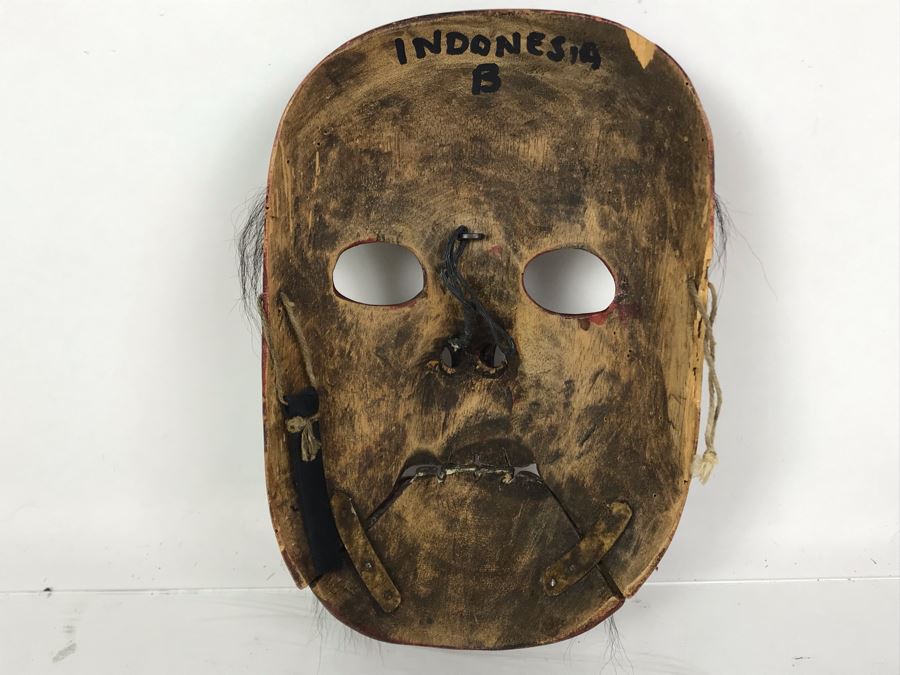 Vintage Indonesian Carved Wooden Mask 8 X 6 [Photo 6]