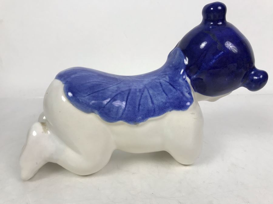 Signed Chinese Blue And White Porcelain Pillow Baby Figure 9W X 4D X 6.5H [Photo 6]