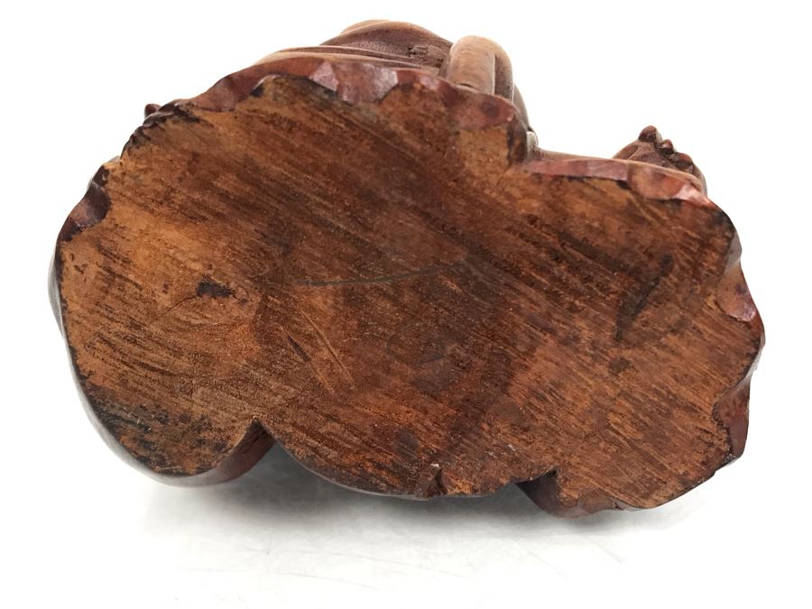 Carved Wooden Asian Buddha Figure 4.5H X 4W X 3D [Photo 10]