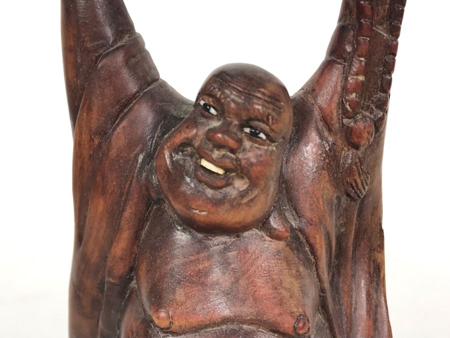 Carved Wooden Asian Buddha Figure 6.5H X 3.5W X 2.5D [Photo 3]