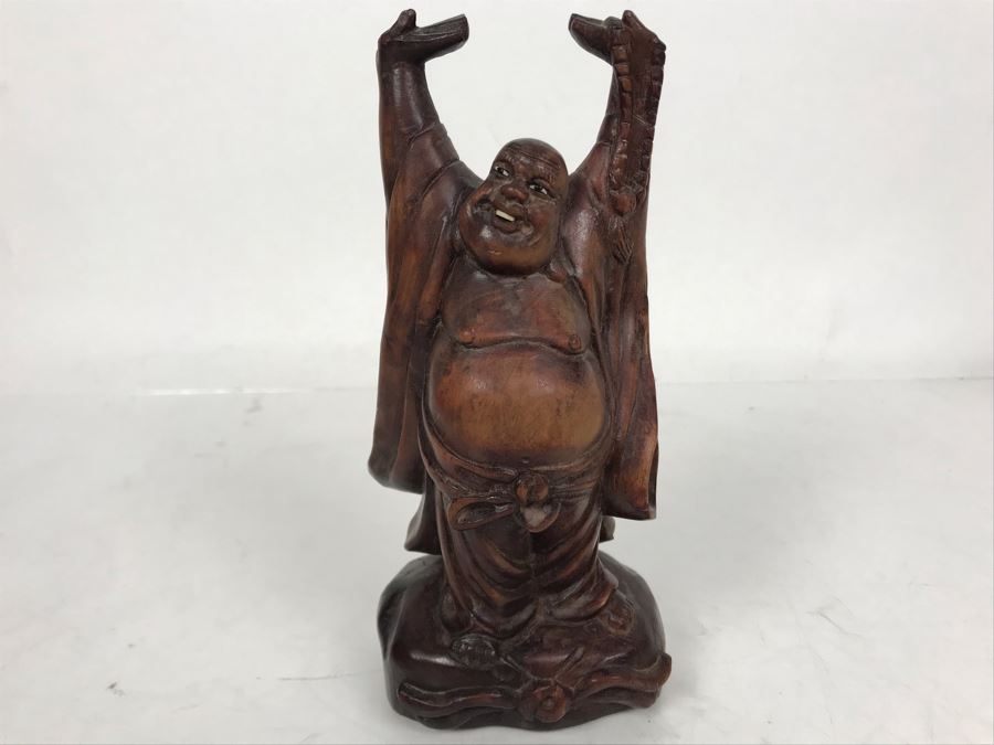 Carved Wooden Asian Buddha Figure 6.5H X 3.5W X 2.5D [Photo 2]