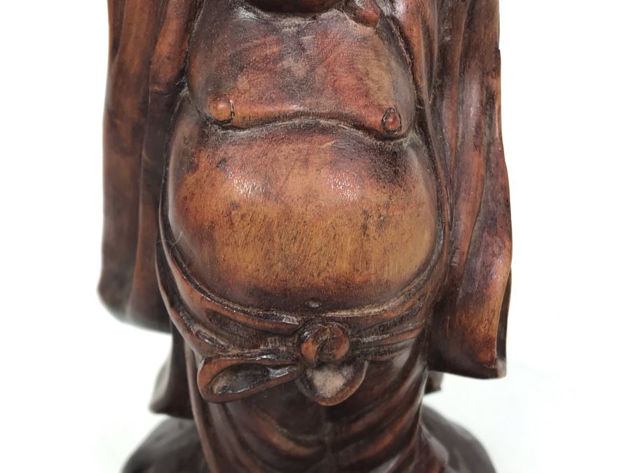 Carved Wooden Asian Buddha Figure 6.5H X 3.5W X 2.5D [Photo 5]