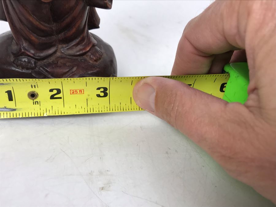 Carved Wooden Asian Buddha Figure 6.5H X 3.5W X 2.5D [Photo 13]