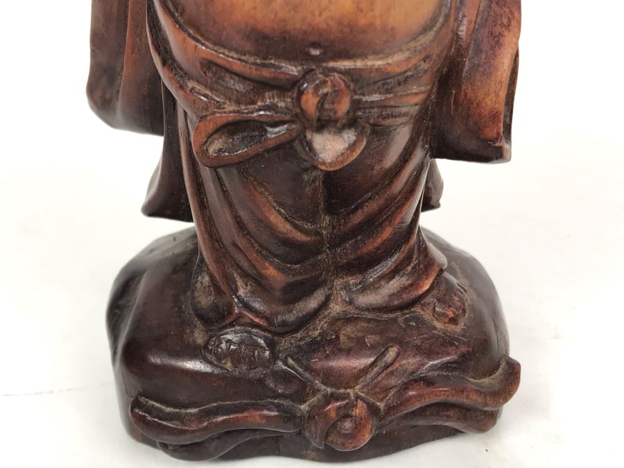 Carved Wooden Asian Buddha Figure 6.5H X 3.5W X 2.5D [Photo 6]