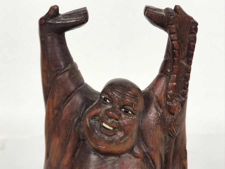 Carved Wooden Asian Buddha Figure 6.5H X 3.5W X 2.5D [Photo 4]
