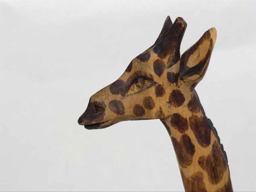 Carved Wooden Giraffe 12H With Baby Giraffe [Photo 2]