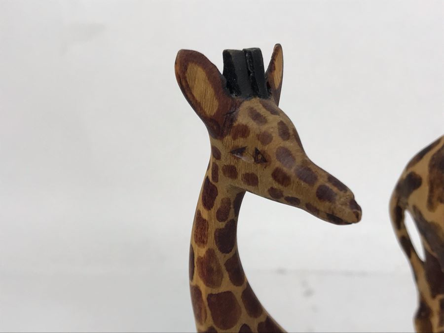 Carved Wooden Giraffe 12H With Baby Giraffe [Photo 3]