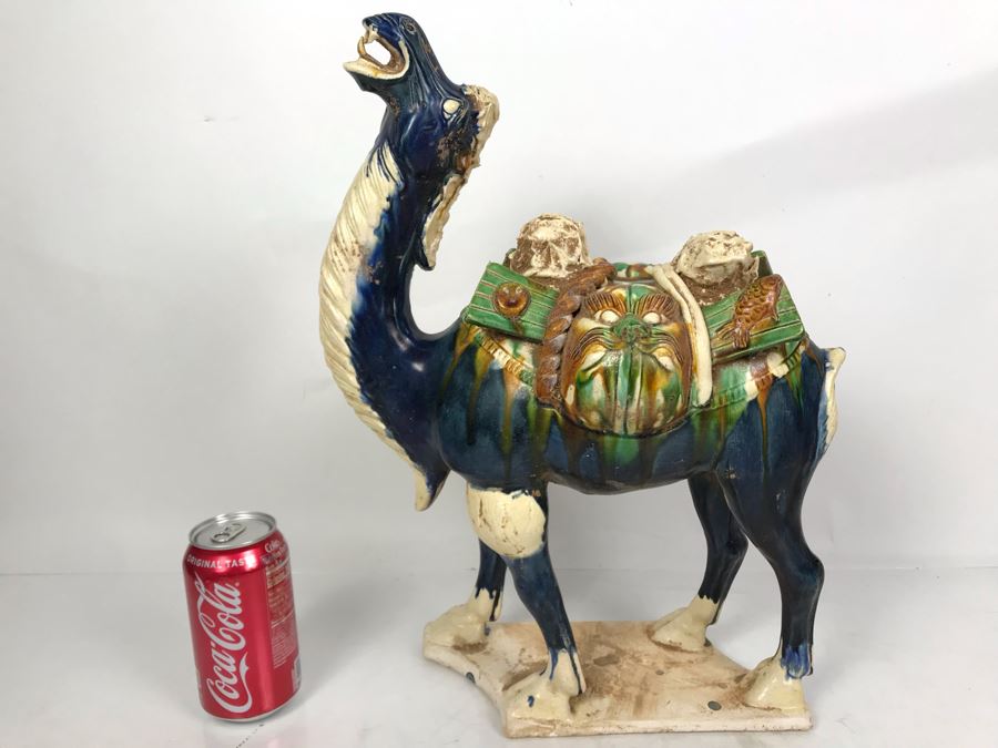 Large Asian Camel Majolica Pottery 13W X 7D X 17H [Photo 3]