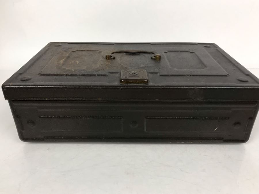 Vintage Metal Lock Box (Unlocked But No Key) 12.5W X 7.5D X 3.5H