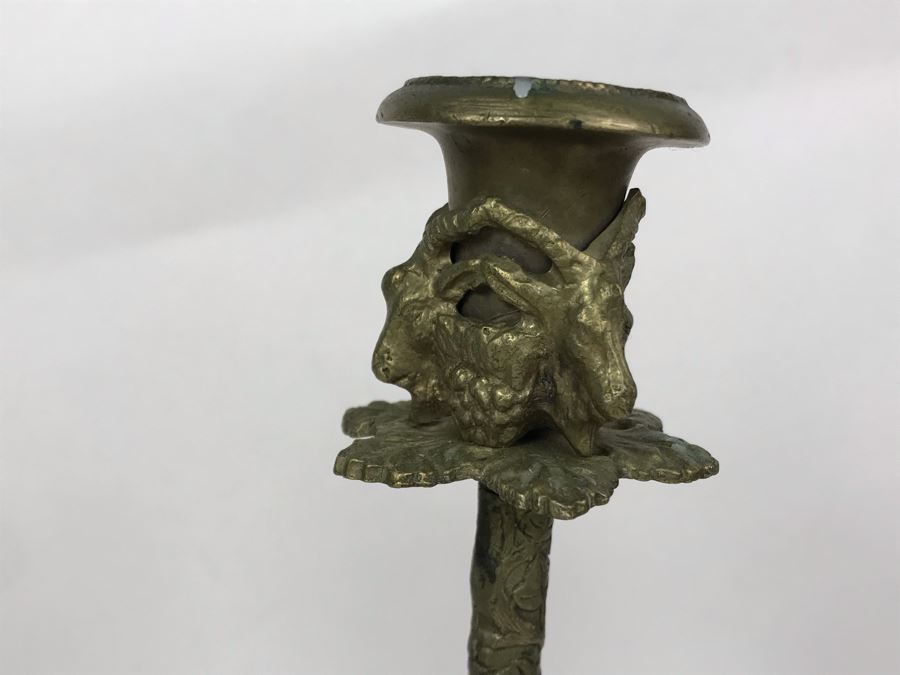 Pair Of Vintage 1980 Brass Candlesticks With Three Lions At Base By Arthur Court Designs 12H [Photo 6]