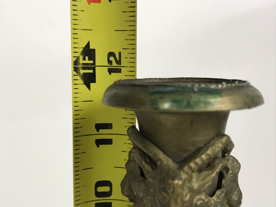 Pair Of Vintage 1980 Brass Candlesticks With Three Lions At Base By Arthur Court Designs 12H [Photo 12]