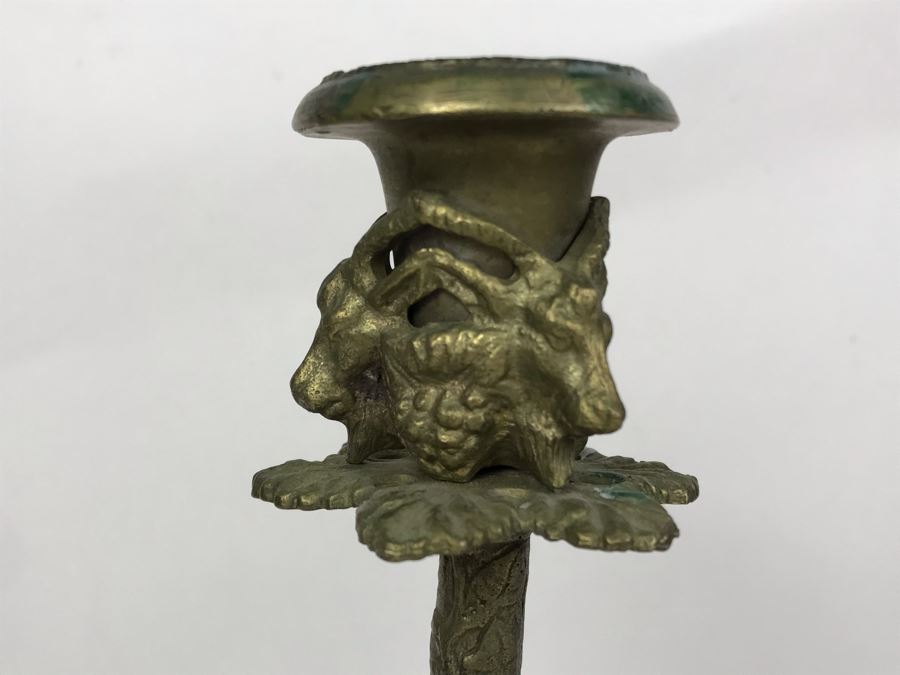 Pair Of Vintage 1980 Brass Candlesticks With Three Lions At Base By Arthur Court Designs 12H [Photo 5]