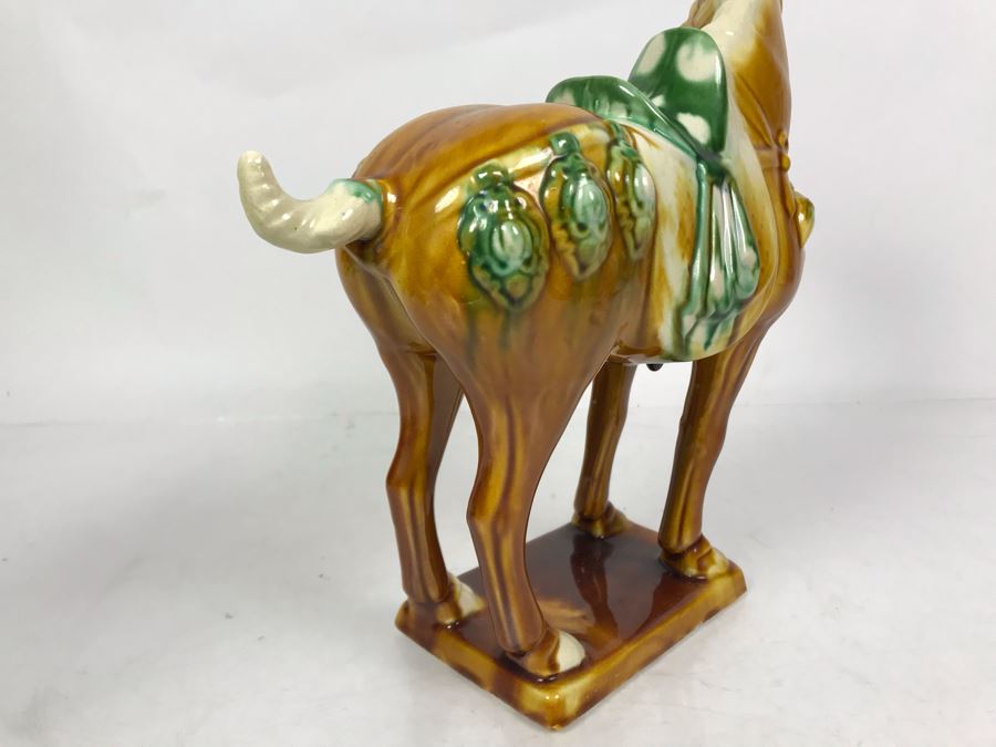 Signed Asian Majolica Horse Sculpture 11W X 5D X 11H [Photo 6]