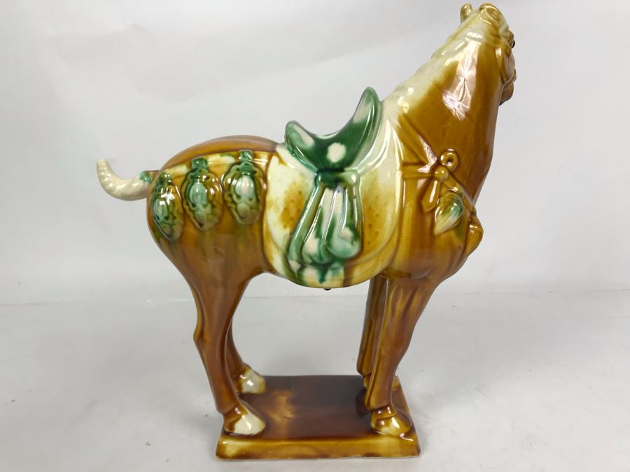 Signed Asian Majolica Horse Sculpture 11W X 5D X 11H [Photo 5]