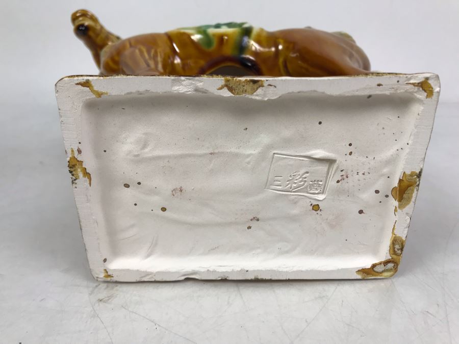 Signed Asian Majolica Horse Sculpture 11W X 5D X 11H [Photo 7]