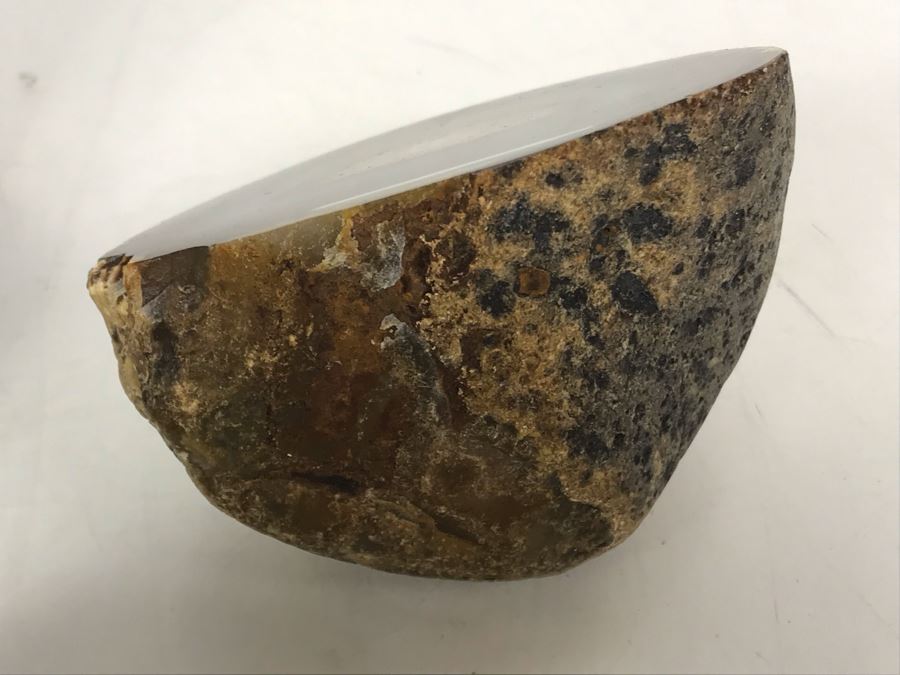 (3) Polished Geode Rocks And Pair Of Shell Boxes [Photo 8]