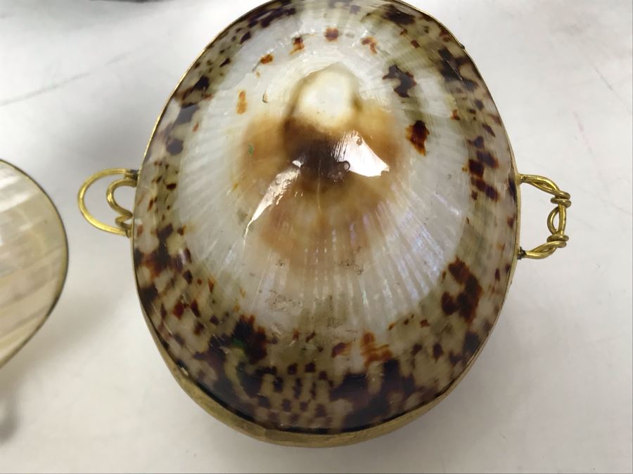 (3) Polished Geode Rocks And Pair Of Shell Boxes [Photo 9]