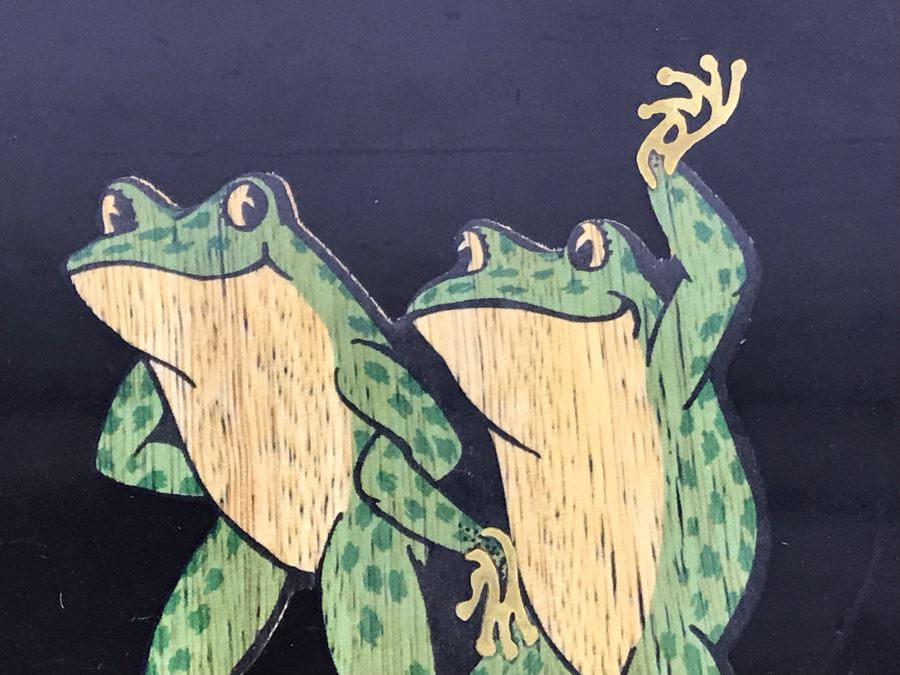 Vintage Couroc Of Montery CA Inlaid Tray With Dancing Frogs 18 X 12 [Photo 4]