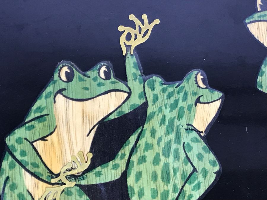 Vintage Couroc Of Montery CA Inlaid Tray With Dancing Frogs 18 X 12 [Photo 3]