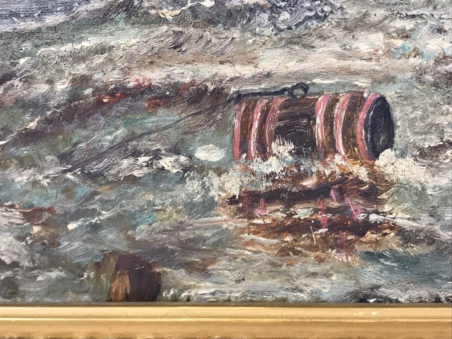 Original Nautical Marine Sailboat Oil Painting On Board 12 X 14.5 - Writing On Back [Photo 7]