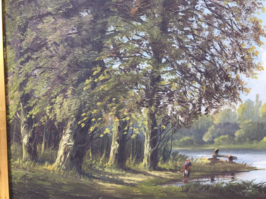 Original French Plein Air Oil Painting By Louis Henry 19th Century - Original Receipt In Photos - 16 X 13 [Photo 12]