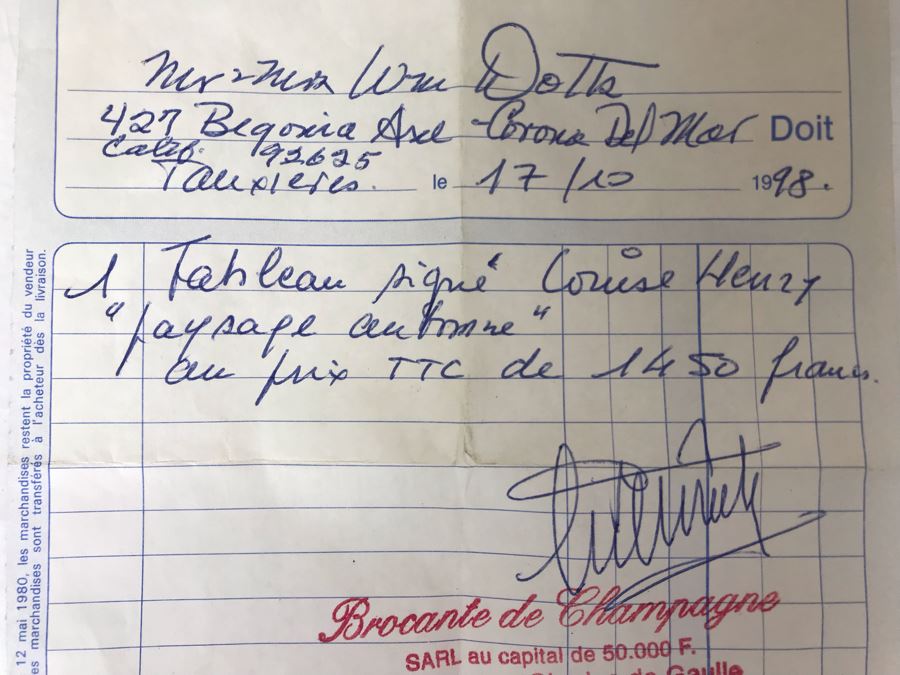 Original French Plein Air Oil Painting By Louis Henry 19th Century - Original Receipt In Photos - 16 X 13 [Photo 20]