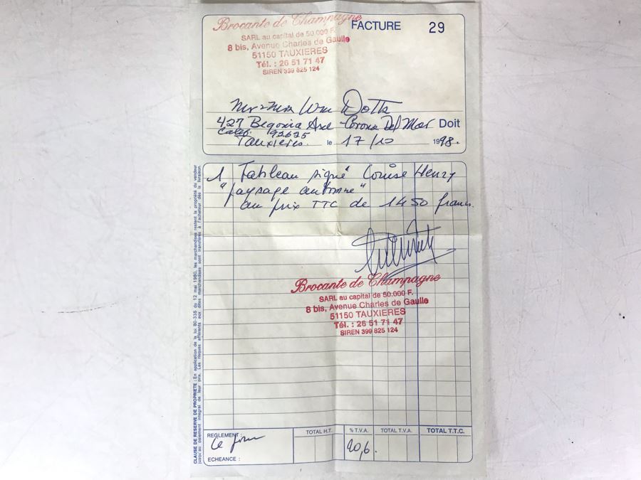 Original French Plein Air Oil Painting By Louis Henry 19th Century - Original Receipt In Photos - 16 X 13 [Photo 2]