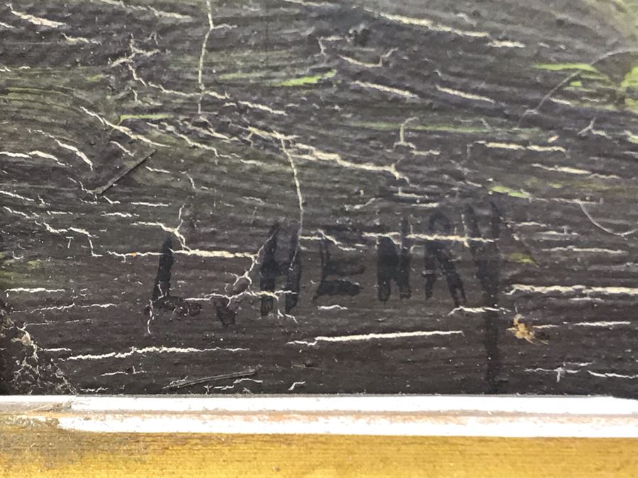Original French Plein Air Oil Painting By Louis Henry 19th Century - Original Receipt In Photos - 16 X 13 [Photo 9]