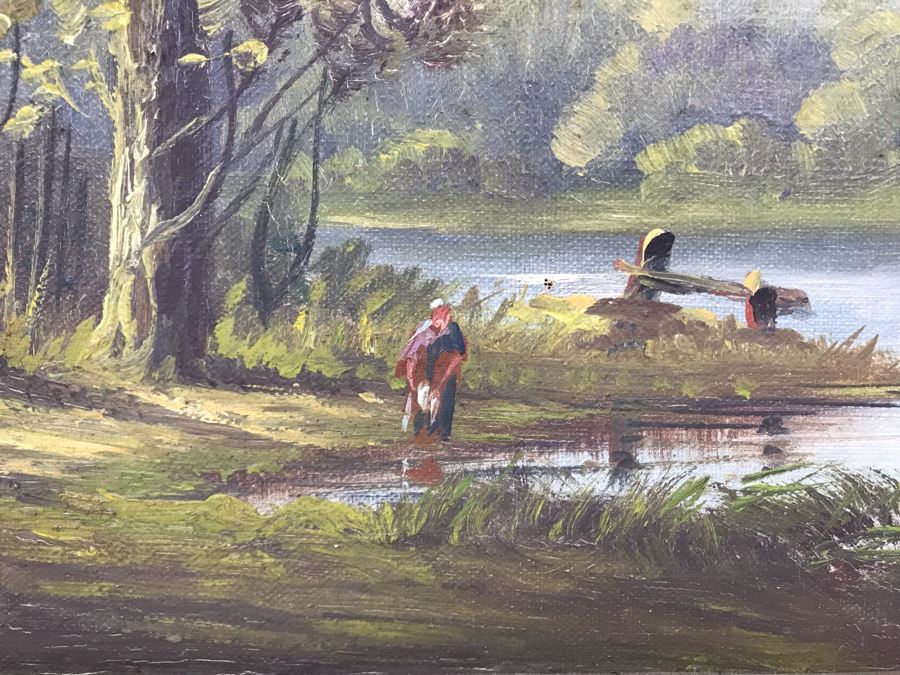 Original French Plein Air Oil Painting By Louis Henry 19th Century - Original Receipt In Photos - 16 X 13 [Photo 7]