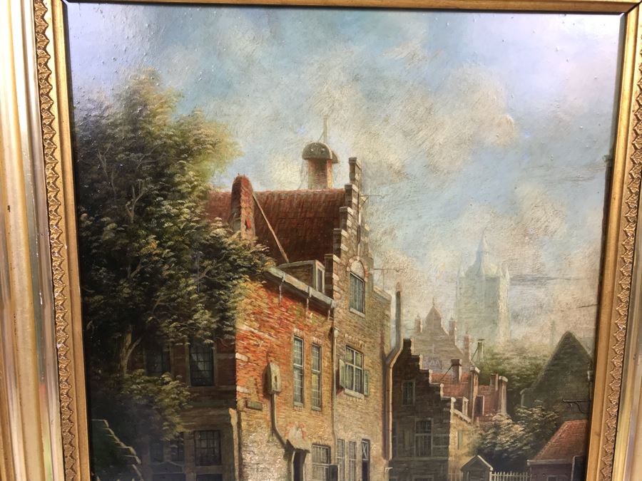 Original Antique Oil Painting On Board In Stunning Gilded Frame 11 X 14 [Photo 4]