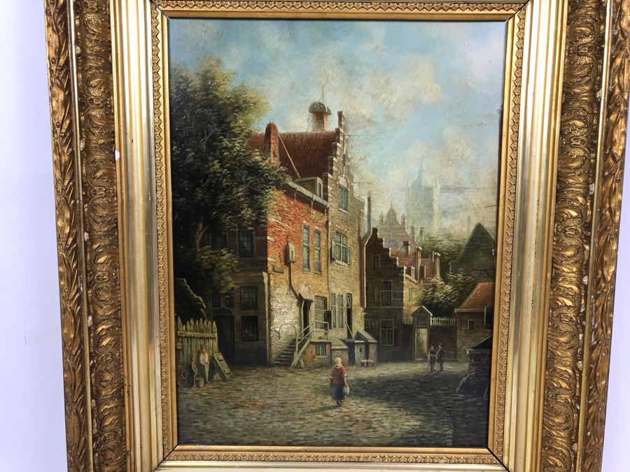 Original Antique Oil Painting On Board In Stunning Gilded Frame 11 X 14 [Photo 3]